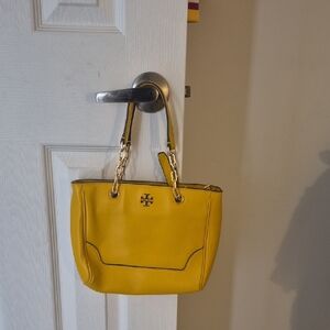 Tory Burch Yellow Shoulder Bag with Chain Detailing